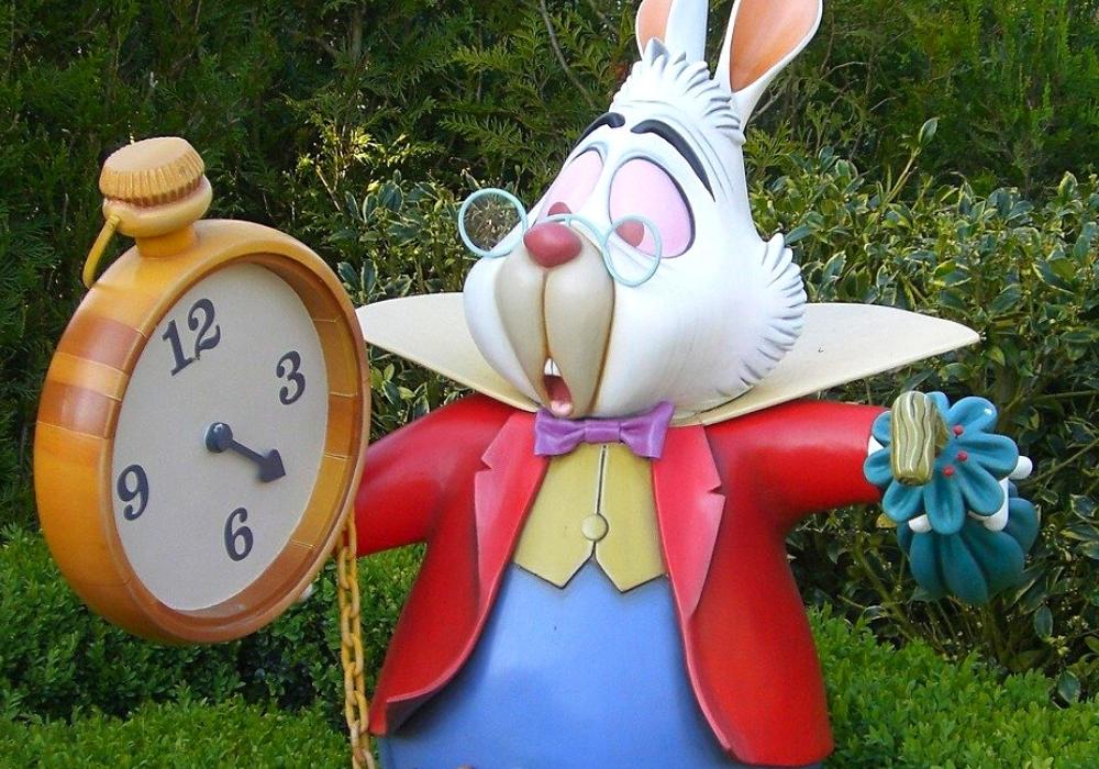 Alice in Wonderland rabbit checking the time