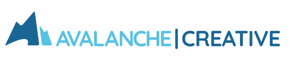 Avalanche Creative logo: two shades of blue with a stylized mountain icon