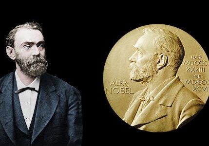 Alfred Nobel with the Nobel Prize medal