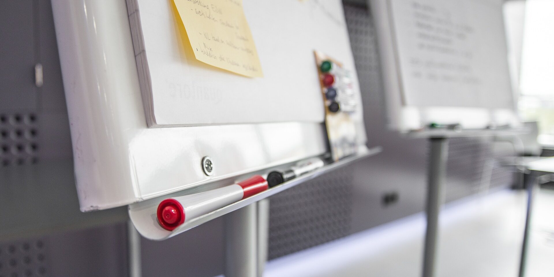 Whiteboard with markers