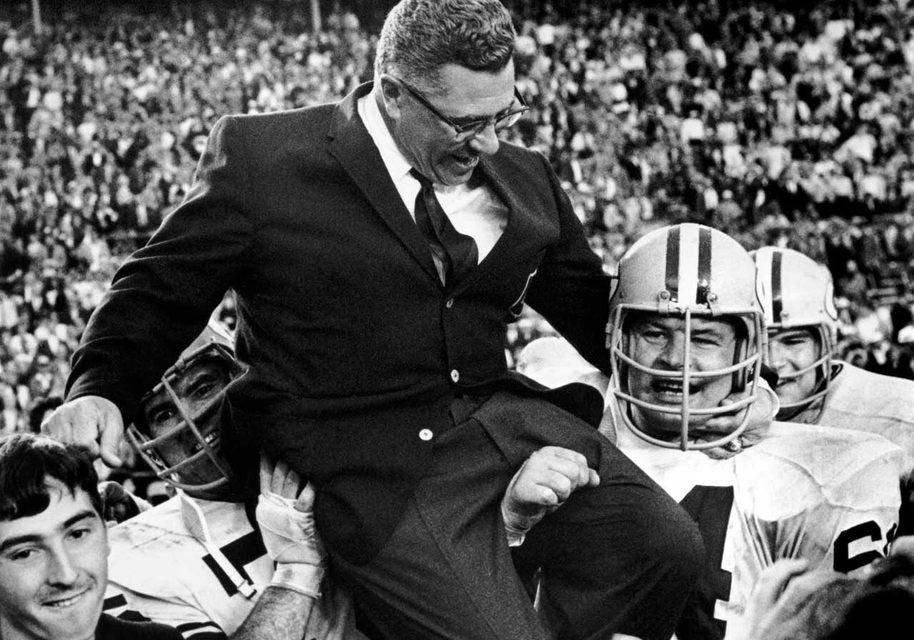 Vince Lombardi celebrating his team's success